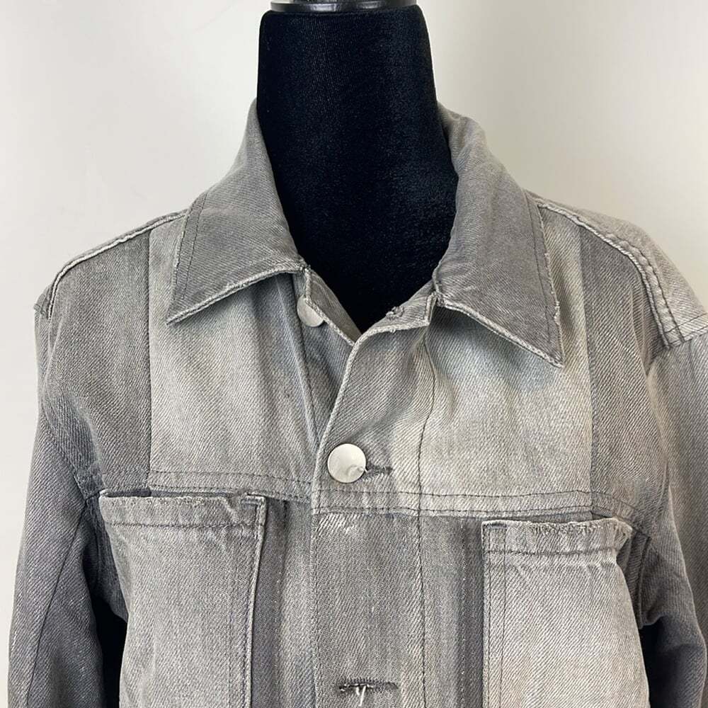 FRAME Nouveau Le Mix Multi Tone Denim Jacket Grey - Picture 4 of 7